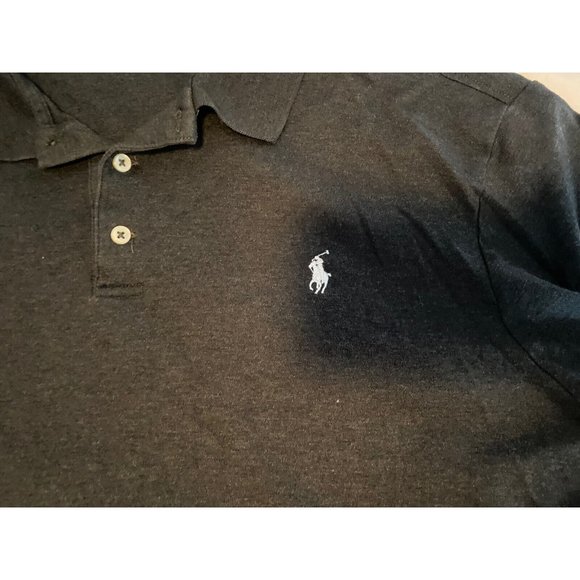 Ralph Lauren Polo Mens XL Gray Collar 2 Button T-Shirt White Horse - Picture 2 of 4